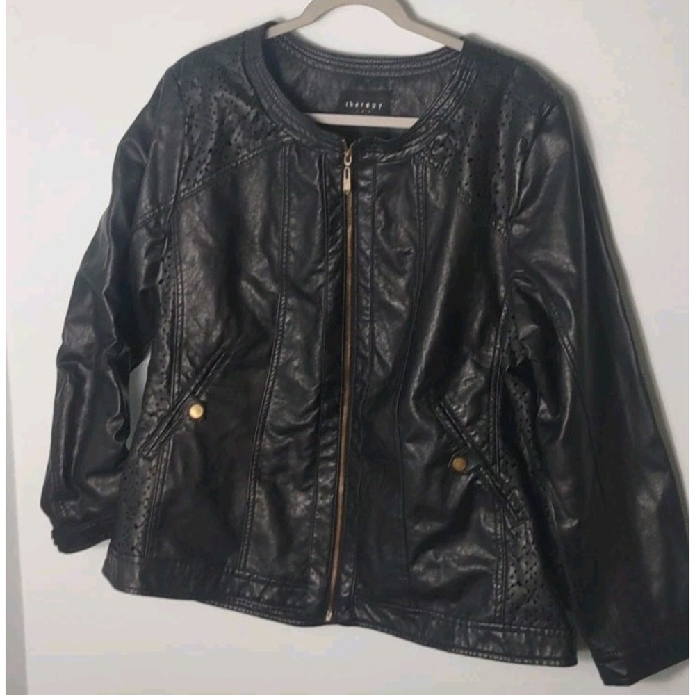 Timeless With A Twist Women's 2x Black Jacket Eyelet Cutout Details Zip
